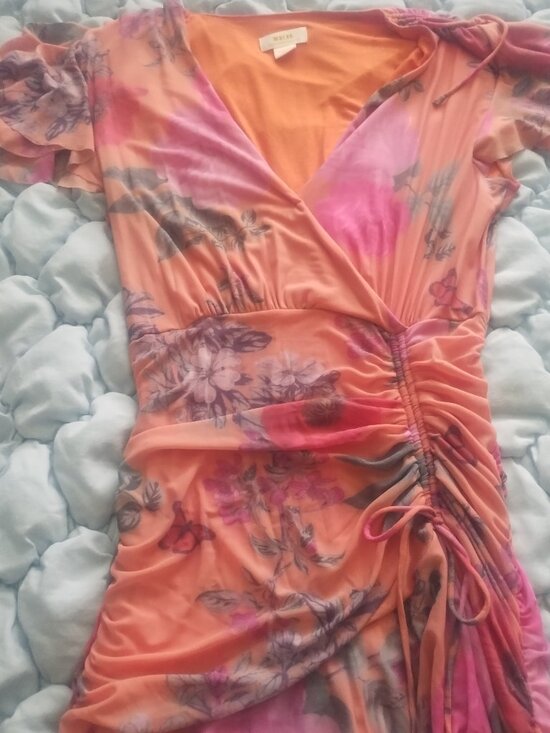 Maeve Dresses & Skirts - Asymmetrical ruched waist floral maxi dress